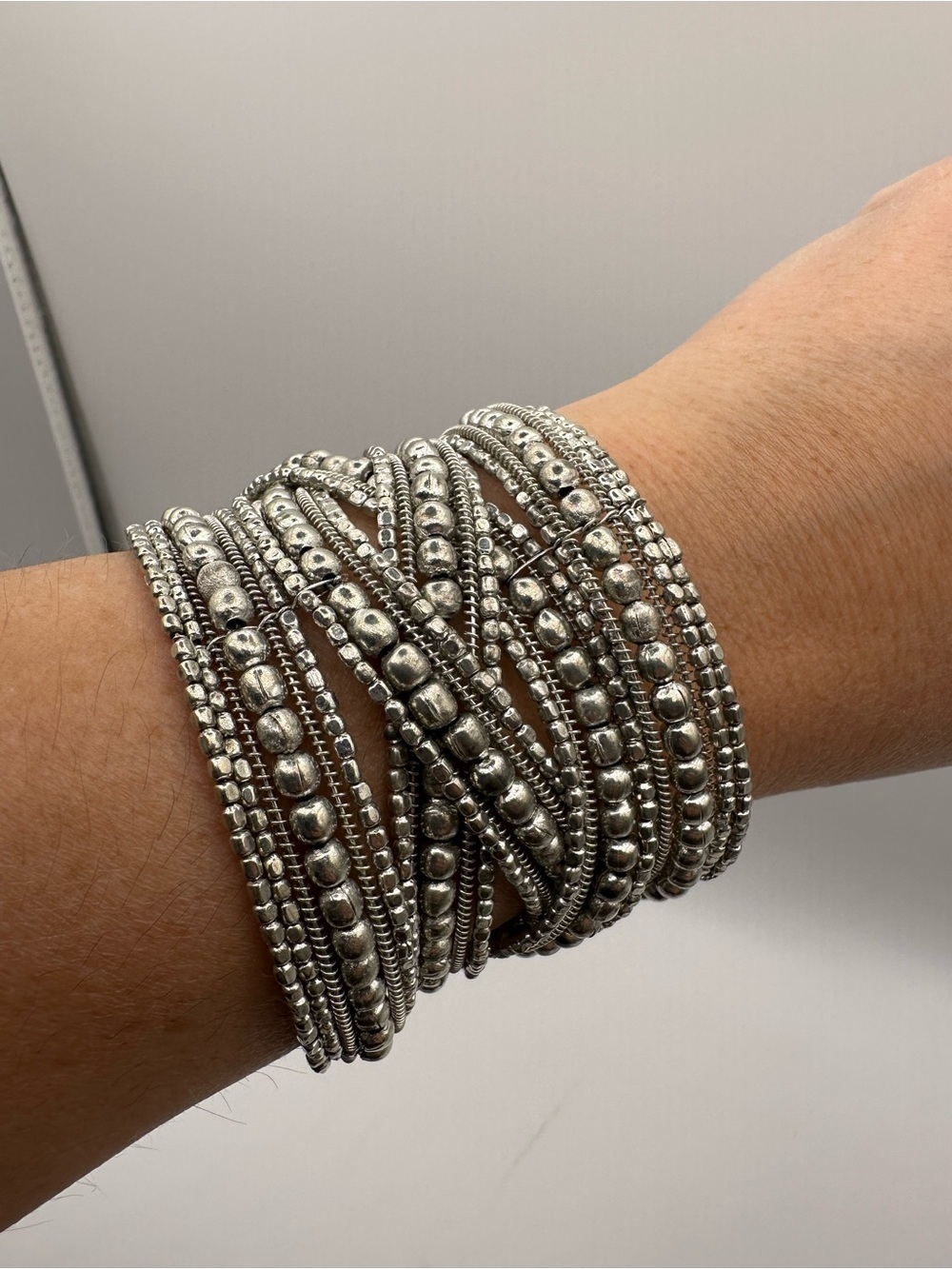 Silver Multi-Strand Beaded Wrap Bracelet - Women